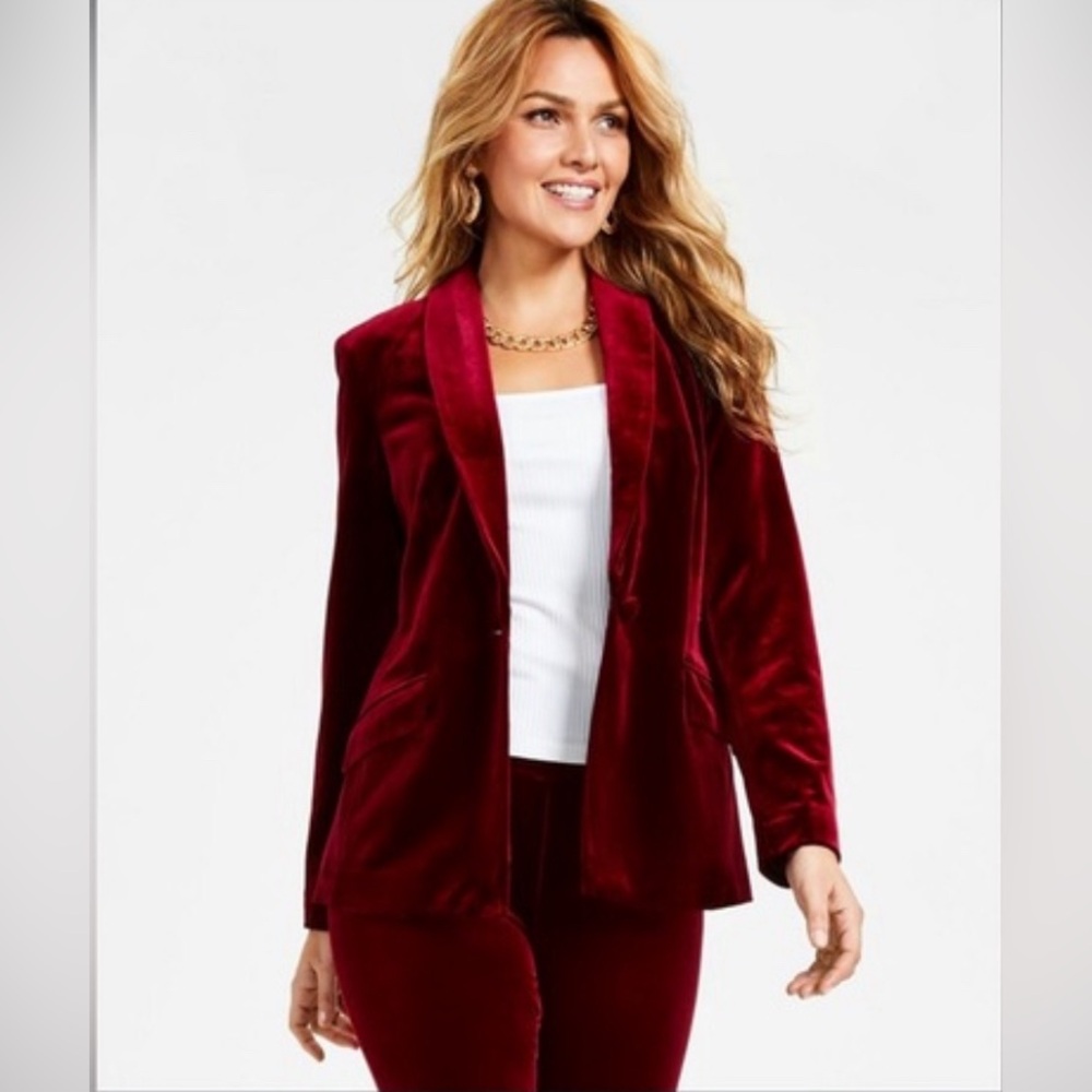 BRAND NWT INC International Concepts Red Velvet Blazer Size XL